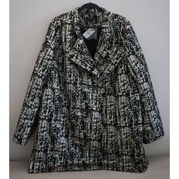 Lane Bryant Women's Sz 18/20 Black Metallic Asymmetric Long Jacket Blazer - Picture 1 of 11